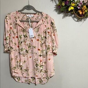 Rose & Olive Pink Floral Blouse